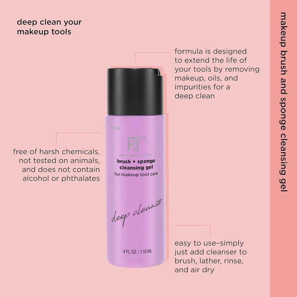 Real Techniques Makeup Brush & Sponge Cleansing Gel – Purple Tool Cleaner | Deep Clean Formula for Brushes & Sponges