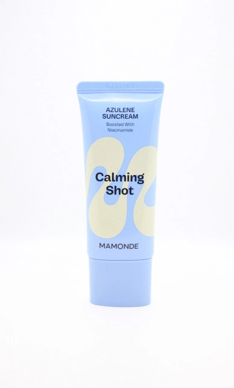 Mamonde Calming Shot Azulene Sun Cream – Soothing SPF Facial Sunscreen for Sensitive Skin with Lightweight Hydration