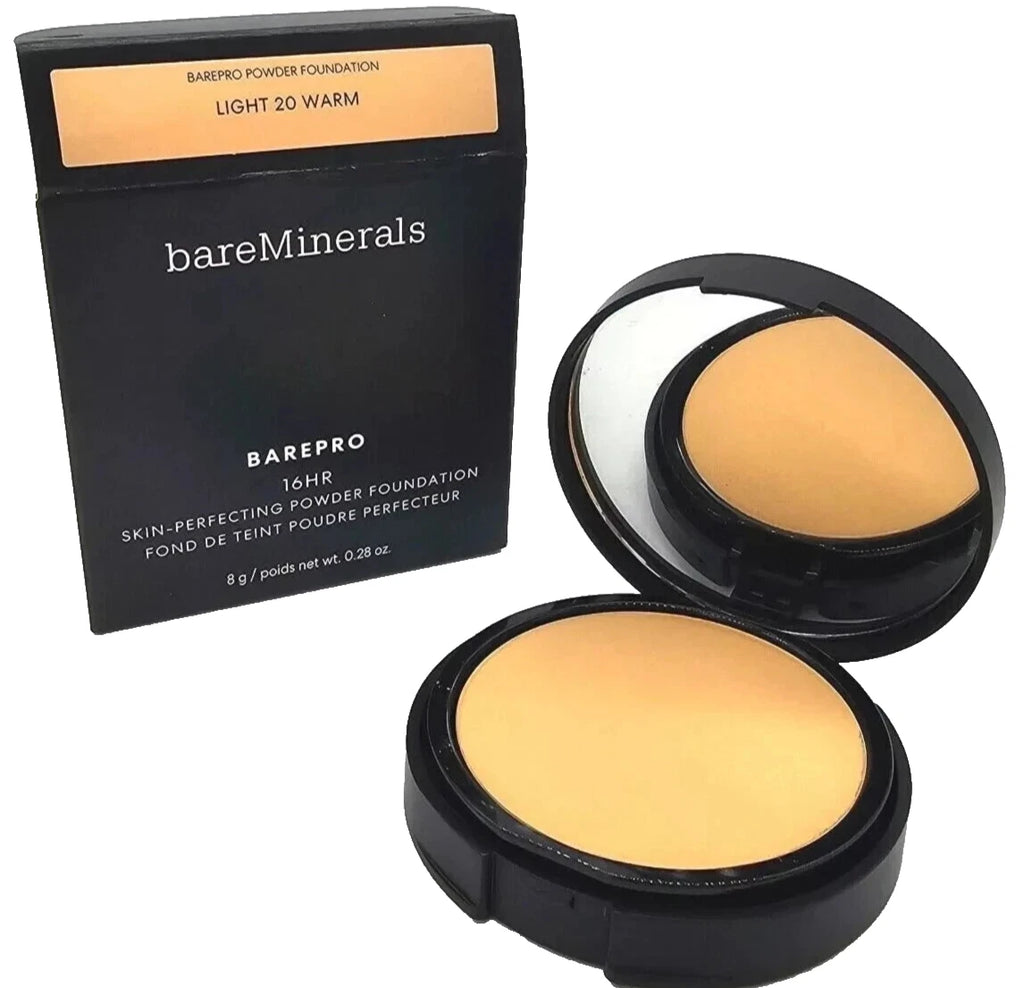 bareMinerals BAREPRO 16HR Performance Wear Powder Foundation – Light 20 Warm | Skin-Perfecting Matte Coverage