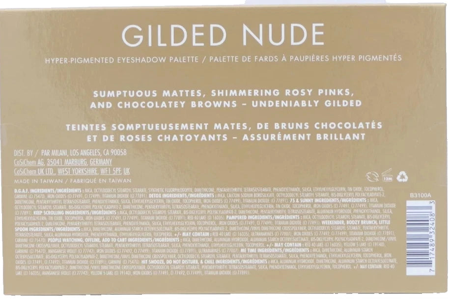 Milani Gilded Nude Eyeshadow Palette 15 Neutral Matte & Shimmer Shades – New