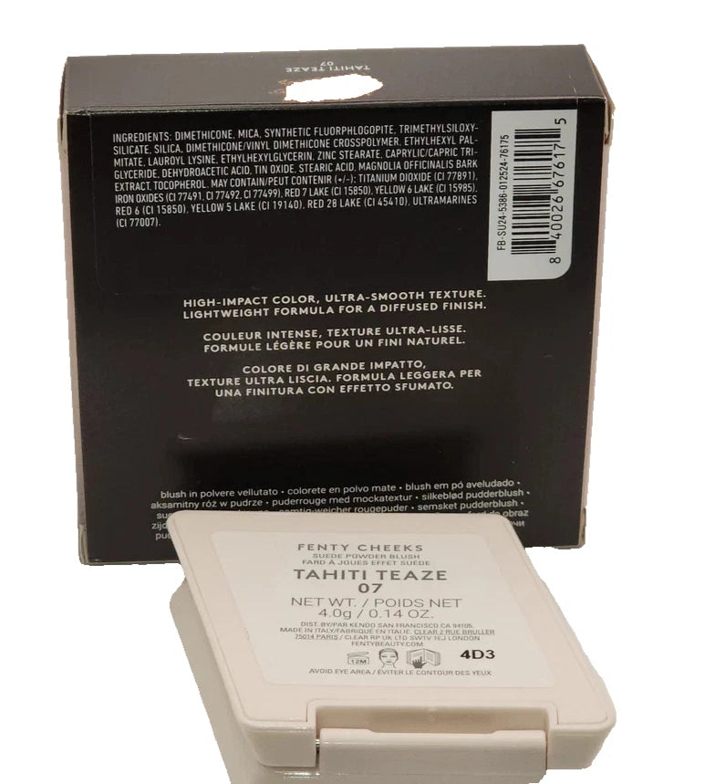 Fenty Beauty Cheeks Suede Powder Blush Tahiti Teaze Shimmer 4g New In Box
