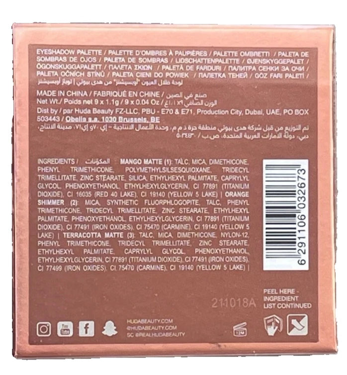 Huda Beauty Topaz Obsessions Eyeshadow Palette 9 Shades Warm Gold Bronze New
