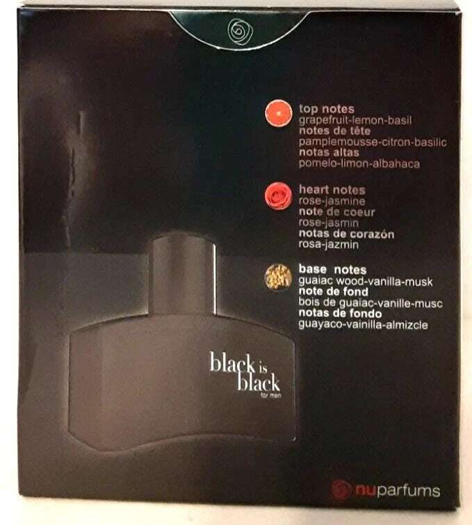 Nu Parfums Black Is Black for Men Eau de Toilette 3.4 fl oz 100ml Spray New